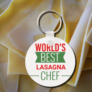 's Werelds beste Lasagna Chef Button Sleutelhanger