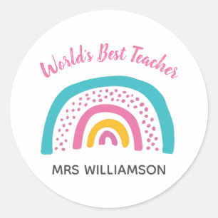 's Werelds beste leraar heldere regenboog Ronde Sticker