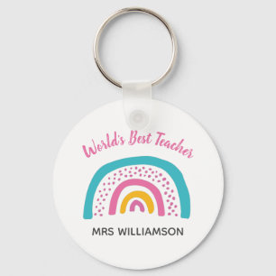 's Werelds beste leraar heldere regenboog Sleutelhanger