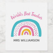 's Werelds beste leraar heldere regenboog Wijn Etiket (Enkel label)