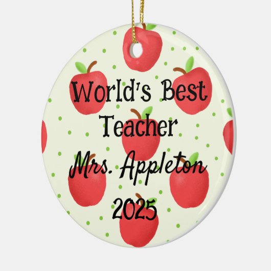 'S Werelds beste leraar met Apple-accenten op maat Keramisch Ornament (Links)