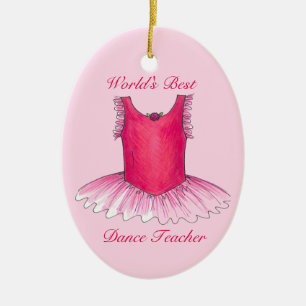 's Werelds beste leraar roze Ballerina Tutu Keramisch Ornament