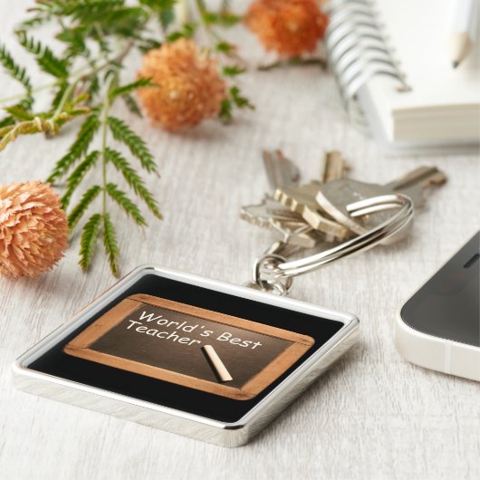 's Werelds beste leraar Rustic Schoollaat K Sleutelhanger (Zijkant)