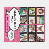 's Werelds beste mam 12 foto collage roze Fleece Deken (Voorkant (Horizontaal))