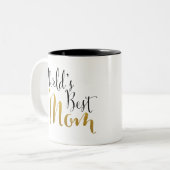 's Werelds beste mam (goud) Tweekleurige Koffiemok (Voorkant links)