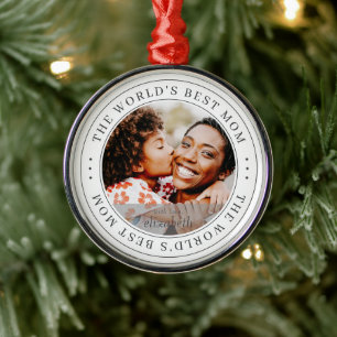 's Werelds beste mam Klassieke Eenvoudige Foto Metalen Ornament