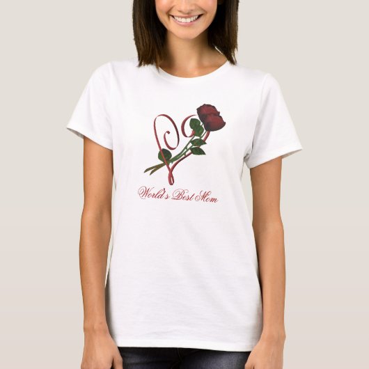 's Werelds beste mam rode rozen hartbloem T-shirt (Voorkant)