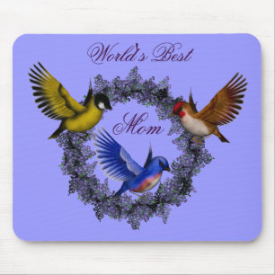 'S Werelds Beste Mama Vogels Bloemenkrans Mousepad Muismat