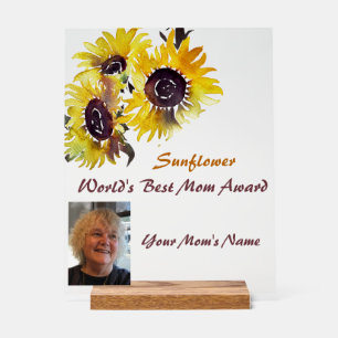 'S Werelds Beste Moeder Award Zonnebloemen Acryl Bord