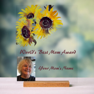 'S Werelds Beste Moeder Award Zonnebloemen Acryl Bord