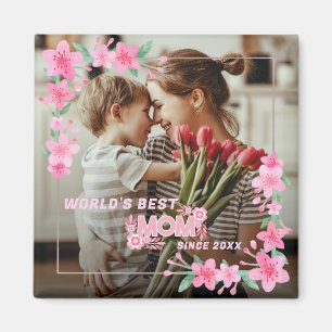 'S WERELDS BESTE MOEDER OOIT Foto Bloemen Aangepas Magneet