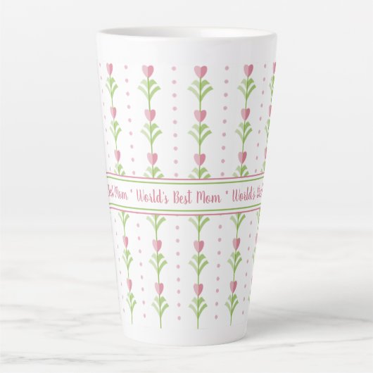 'S Werelds Beste Moeder Roze Bloemen Stripe Moeder Latte Mok (Voorkant)