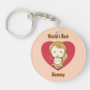 's Werelds beste Moederdag Kawaii-Cartoon Sleutelhanger