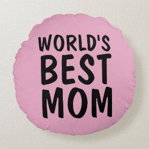 'S WERELDS BESTE MOM-Kussens roze Rond Kussen