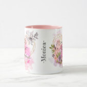 's Werelds beste MUM hart bloem aangepaste naam Mok (Midden)