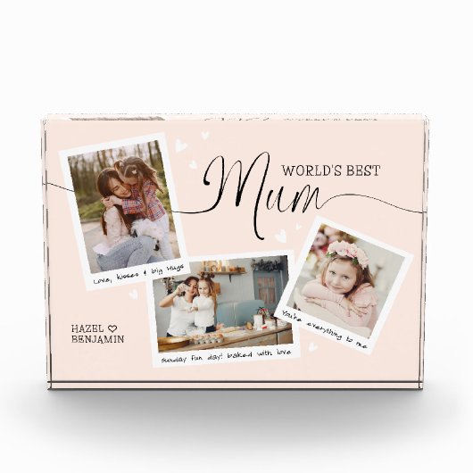 's Werelds Beste Mum Script Snapshot Moederdag Roz Fotoblokken (Voorkant)