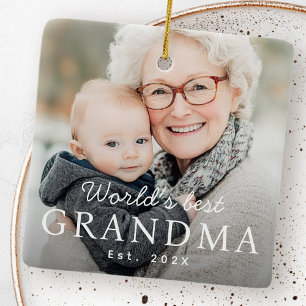 'S Werelds beste oma grootmoeder beste jaarfoto Keramisch Ornament