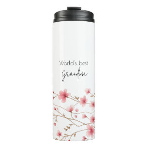'S Werelds Beste Oma - Pastel Bloemen Gepersonalis Thermosbeker