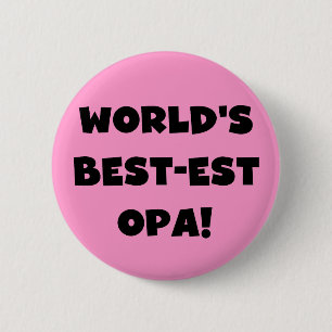 's Werelds beste Opa Black Text T-shirts en gesche Ronde Button 5,7 Cm