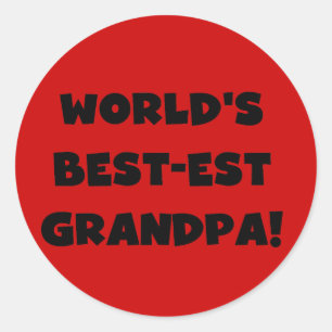 'S Werelds Beste Opa Zwarte of Witte Tekst Ronde Sticker
