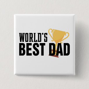 's Werelds beste pap Typografie Trophy Pin-Butto Vierkante Button 5,1 Cm