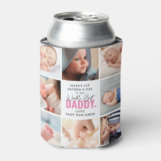 's Werelds beste papa fotocollage Blikjeskoeler (Blikje Voorkant)