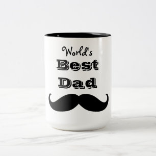 's Werelds beste papa snor Tweekleurige Koffiemok