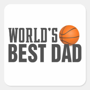 's Werelds beste papa typografie basketbal STICK Vierkante Sticker