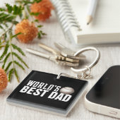 'S Werelds Beste Papa Typografie Honkbal | Button  Sleutelhanger (Voorkant Rechts)