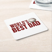 'S Werelds Beste Papa Typografie Honkbal | Onderze Vierkante Kartonnen Onderzetter (Schuin)