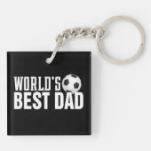 'S Werelds Beste Papa Typografie Voetbal | Button  Sleutelhanger (Achterkant)