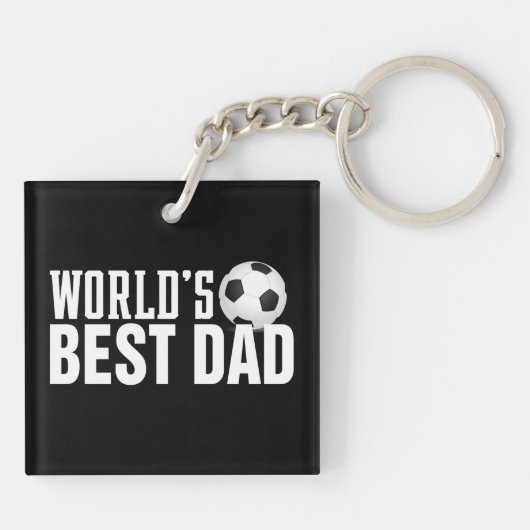 'S Werelds Beste Papa Typografie Voetbal | Button Sleutelhanger (Achterkant)