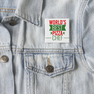 's Werelds beste Pizza Chef    - rood wit groen Vierkante Button 5,1 Cm