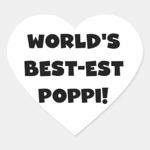 's Werelds beste Poppi Black Text Gifts Hart Sticker