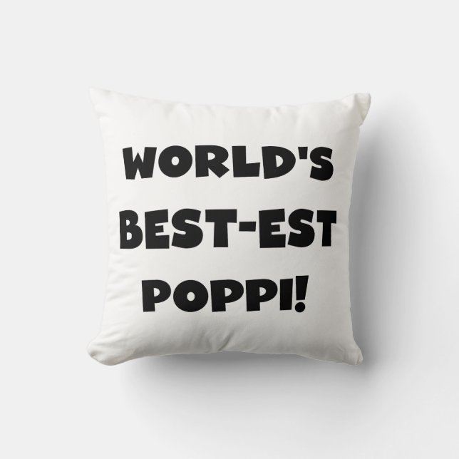 's Werelds beste Poppi Black Text Gifts Kussen (Voorkant)