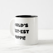 's Werelds beste Poppi Black Text Gifts Tweekleurige Koffiemok (Voorkant links)