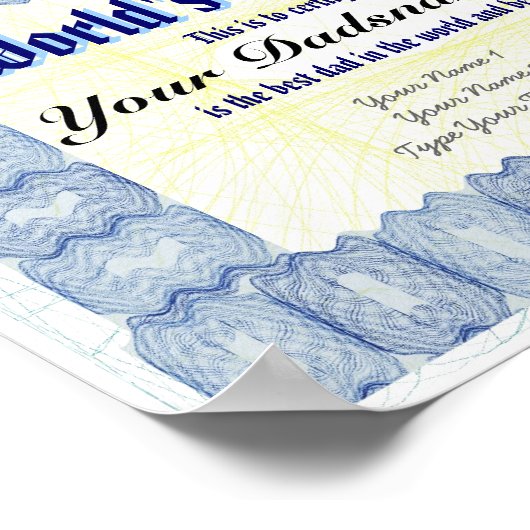 's Werelds beste Poster van het Pap-certificaat (Hoek)