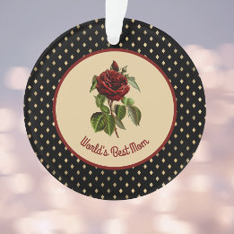 's Werelds beste Roos van Mam Burgundy op Black Ha Ornament
