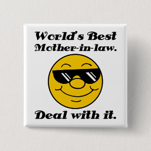 's Werelds beste schoonmoeder-in-wet Humor Vierkante Button 5,1 Cm