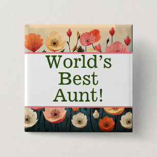 's Werelds beste tante pin Vierkante Button 5,1 Cm