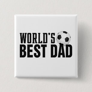 's Werelds beste vader-typografie-voetbal Pin-Bu Vierkante Button 5,1 Cm