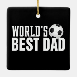 's Werelds beste vader-typografie-voetbal Versie Keramisch Ornament