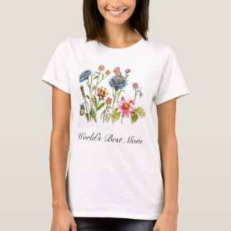 's Werelds beste Waterverf met mama bloemen Art T- T-shirt