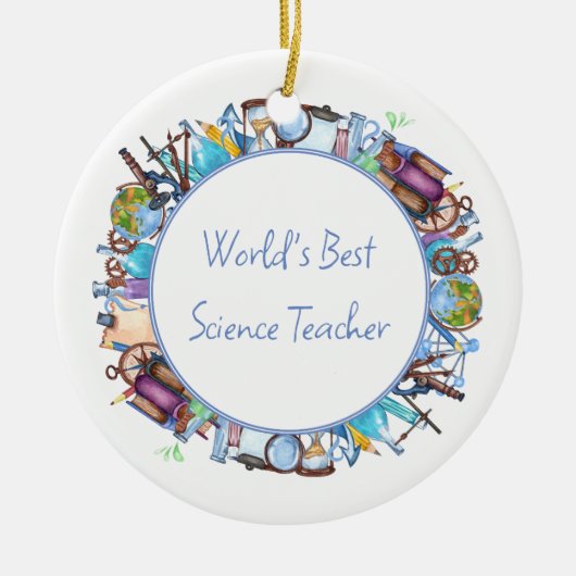 's Werelds Beste Wetenschapsdocent Custom Text Keramisch Ornament (Voorkant)