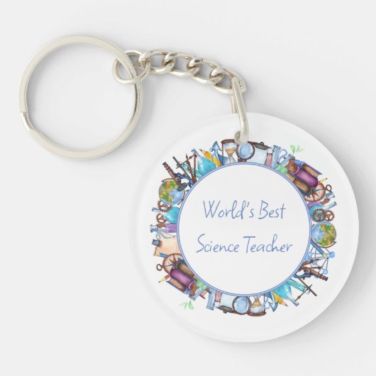 's Werelds Beste Wetenschapsdocent Custom Text Sleutelhanger (Voorkant)