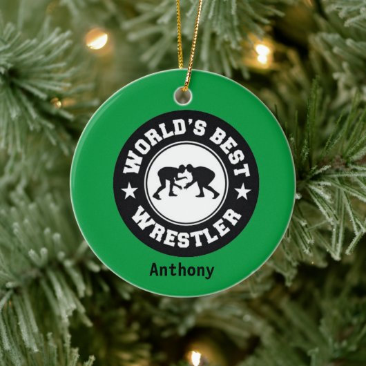 's Werelds Beste Wrestler die Kerstmis ronddraait Keramisch Ornament (Boom)