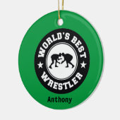 's Werelds Beste Wrestler die Kerstmis ronddraait Keramisch Ornament (Links)