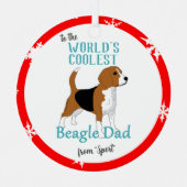 'S Werelds coolste Beagle Dad Dog Drawing Round Metalen Ornament (Voorkant)
