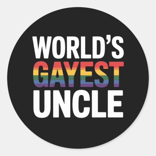 'S Werelds Gayest Uncle LGBTQ Gay Pride Ally Rainb Ronde Sticker (Voorkant)