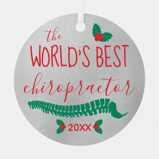 's Werelds grootste chiropractor Holly & Spine Metalen Ornament (Voorkant)